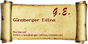 Günsberger Edina névjegykártya